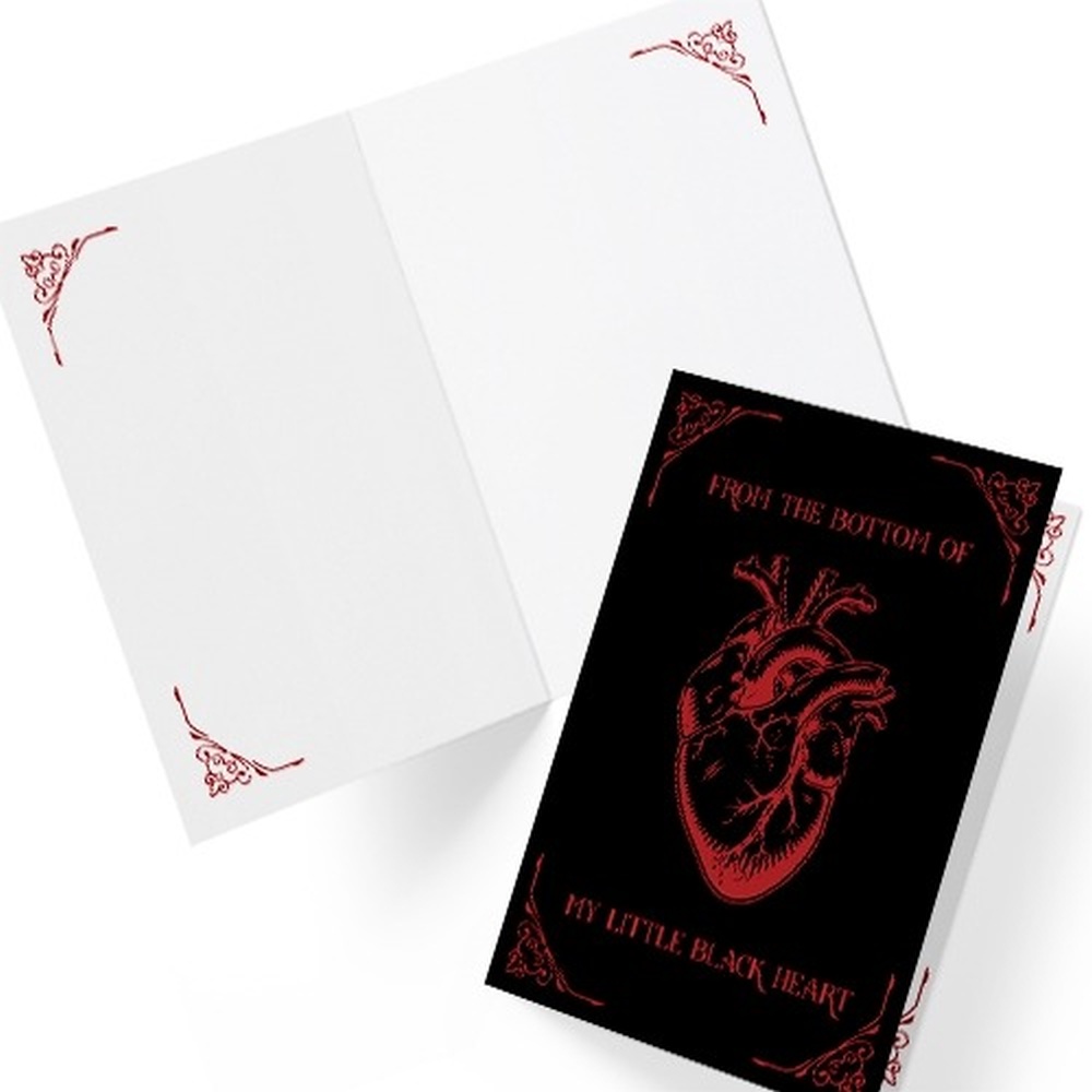 The Misfit Paper Co. - Little Black Heart Large Valentine & Anniversary Love Carte de Voeux - Noir/Rouge